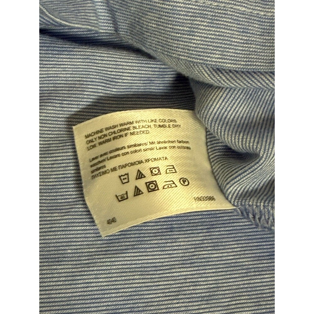 Brooks Brothers Men’s Polo Shirt Blue Stripe Black Collar Size L - Picture 4 of 12